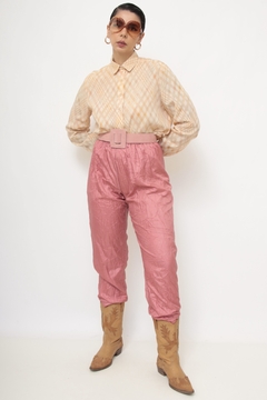 Calça nylon rosa forrada vintage - loja online