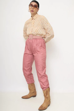 Calça nylon rosa forrada vintage - Capichó Brechó