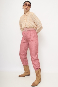 Calça nylon rosa forrada vintage na internet