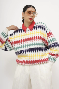 Pulover color grosso vintage maga bufante - loja online