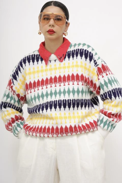 Pulover color grosso vintage maga bufante - comprar online