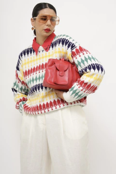 Pulover color grosso vintage maga bufante - loja online