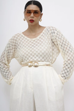 Blusa manga longa renda - comprar online