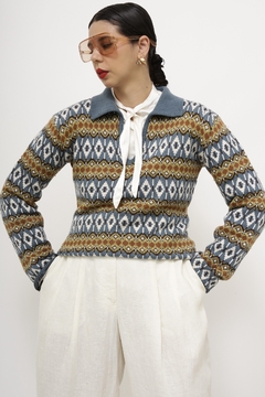 Pulover azul amarelo golinha V