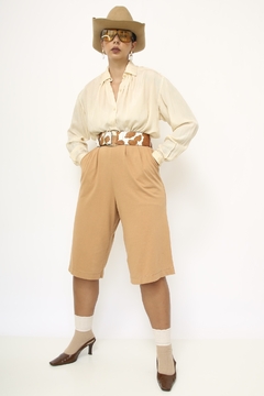 Bermudão camelo vintage algodão - comprar online