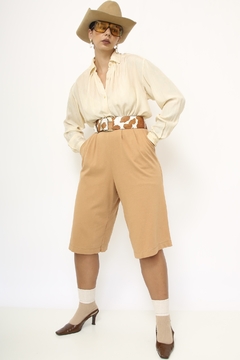 Bermudão camelo vintage algodão - comprar online