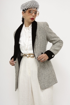 Blazer cinza LÃ chic gola veludo na internet