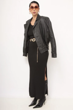 Jaqueta couro preta bomber forrada - comprar online