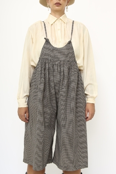 Salopete xadrez vintage pantacourt - comprar online