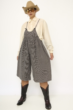 Salopete xadrez vintage pantacourt