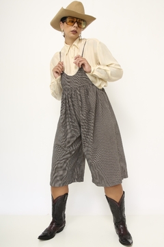 Salopete xadrez vintage pantacourt - loja online