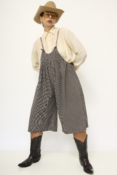 Salopete xadrez vintage pantacourt - comprar online