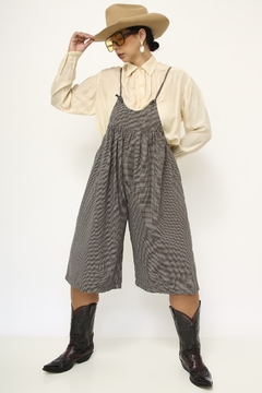 Salopete xadrez vintage pantacourt