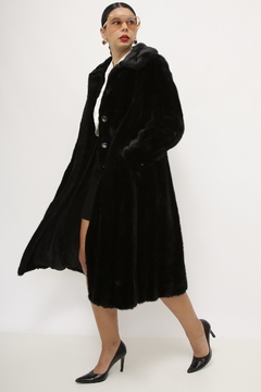 Casaco preto pelo longo vintage - comprar online