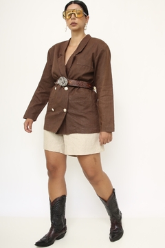 Blazer marrom vintage linho - loja online