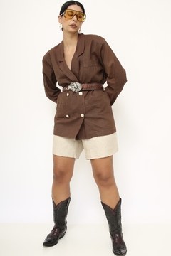 Blazer marrom vintage linho na internet