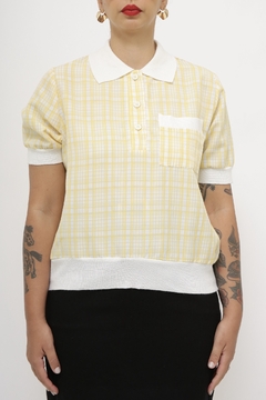 Polo xadrez amarela vintage - loja online