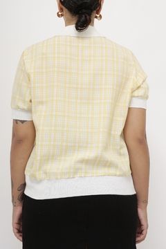 Polo xadrez amarela vintage