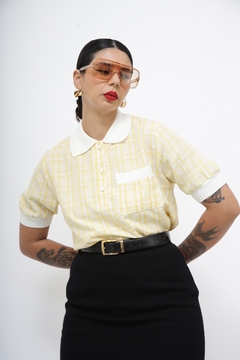 Polo xadrez amarela vintage - comprar online