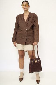 Blazer marrom vintage linho - comprar online