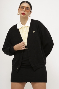 Cardigan lacoste preto classico - comprar online