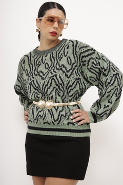 Pulover onca verde preto - comprar online
