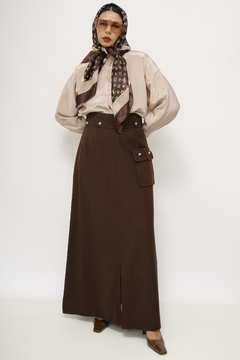 Saia longa marrom western - loja online