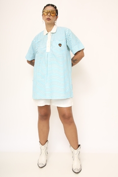 Camiseta listras bata azul