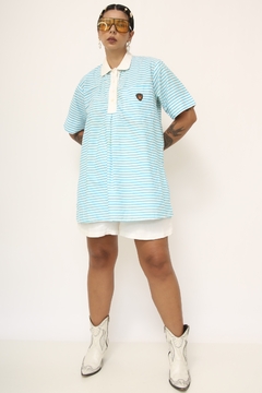 Camiseta listras bata azul - comprar online