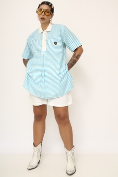 Imagem do Camiseta listras bata azul