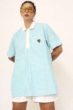 Camiseta listras bata azul