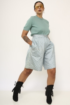 Bermuda turquesa estampado vintage cintura alta - comprar online