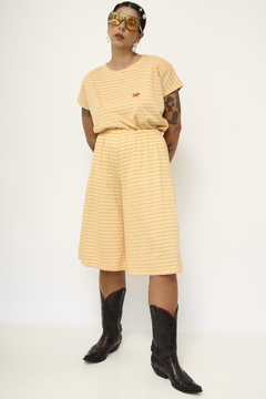 Conjunto listras shorts camiseta vintage