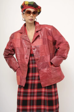 Jaqueta couro vermelha recorte vintage - comprar online