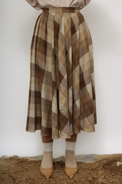 Saia xadrez midi vintage western
