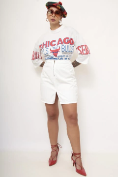 Saia jeans branca curta 90´s