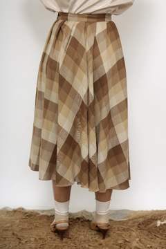 Saia xadrez midi vintage western - loja online