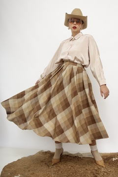 Saia xadrez midi vintage western