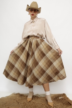 Saia xadrez midi vintage western - comprar online