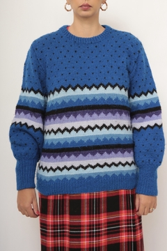 Pulover azul poa vintage - comprar online