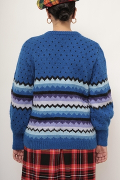 Pulover azul poa vintage - comprar online