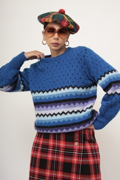 Pulover azul poa vintage