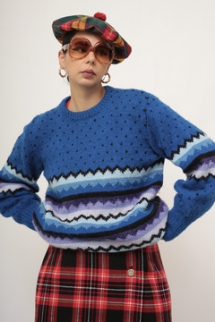 Pulover azul poa vintage na internet