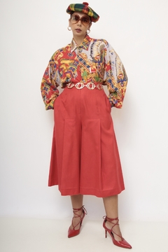 Maxi bermuda vermelha ampla vintage - loja online