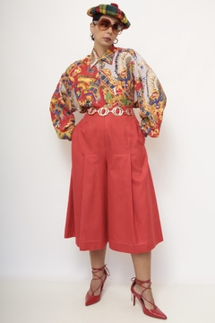 Maxi bermuda vermelha ampla vintage - loja online