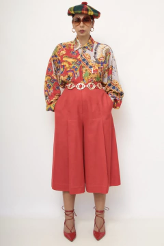 Maxi bermuda vermelha ampla vintage na internet