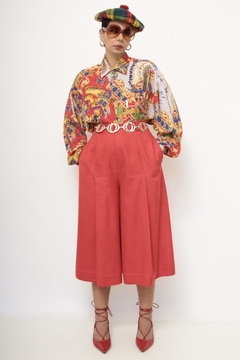 Maxi bermuda vermelha ampla vintage - comprar online