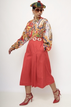 Maxi bermuda vermelha ampla vintage - loja online