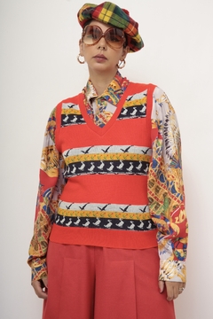 Colete vermelho aves vintage - loja online