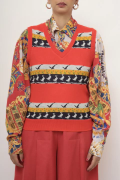 Imagem do Colete vermelho aves vintage